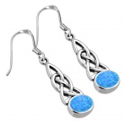 Synthetic Opal Celtic Knot Silver Earrings - e379